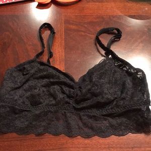 PINK unlined Black Lace Bralette Large